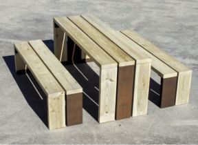 conjunto mesa con banquetas rustic  instalados