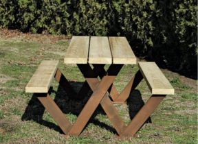 conjunto picnic mesa con banquetas rustic  instalados