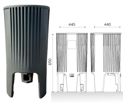 papelera econova gris - medidas